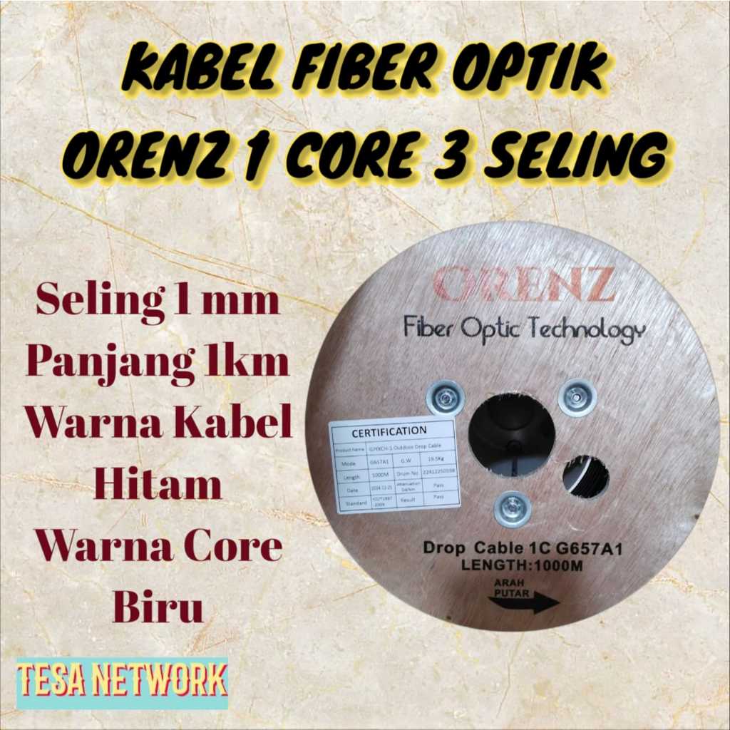 KABEL FIBER OPTIK ORENZ 1CORE 3SELING 1000M