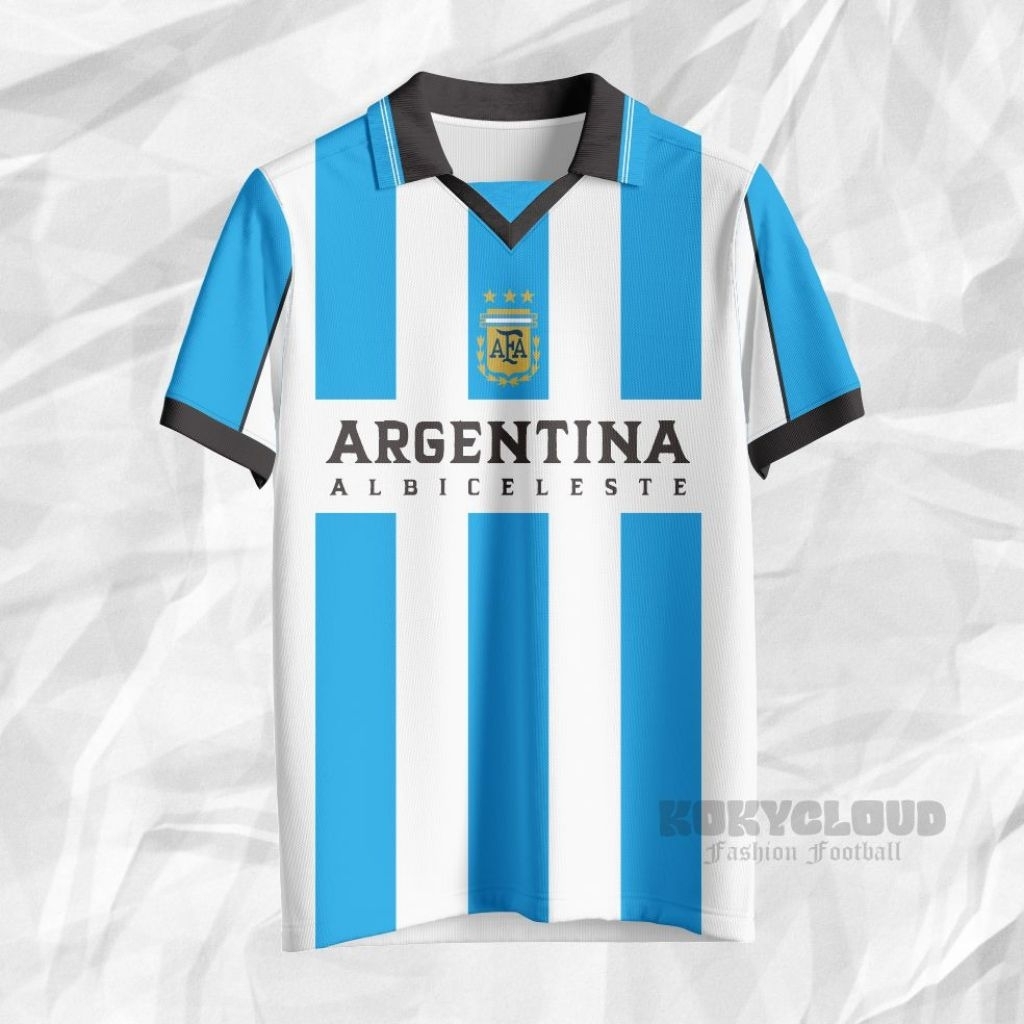 JERSEY RETRO JERSEY BOLA ARGENTINA FULL PRINTING