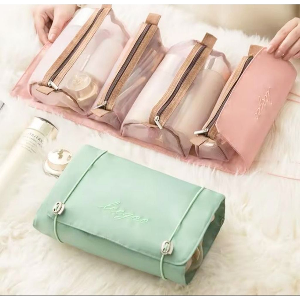 TAS KOSMETIK ROLL 4 in 1 POUCH MAKEUP WADAH SKINCARE TRAVELING