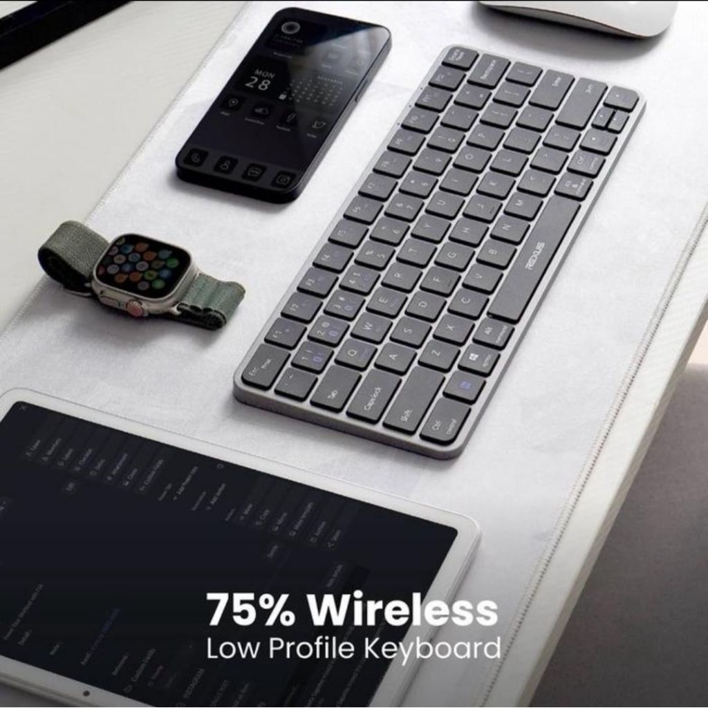 Rexus KL150 Ultra Slim Wireless Keyboard Dual Connection Bluetooth + 2.4Ghz Low Profile MultiPlatfom