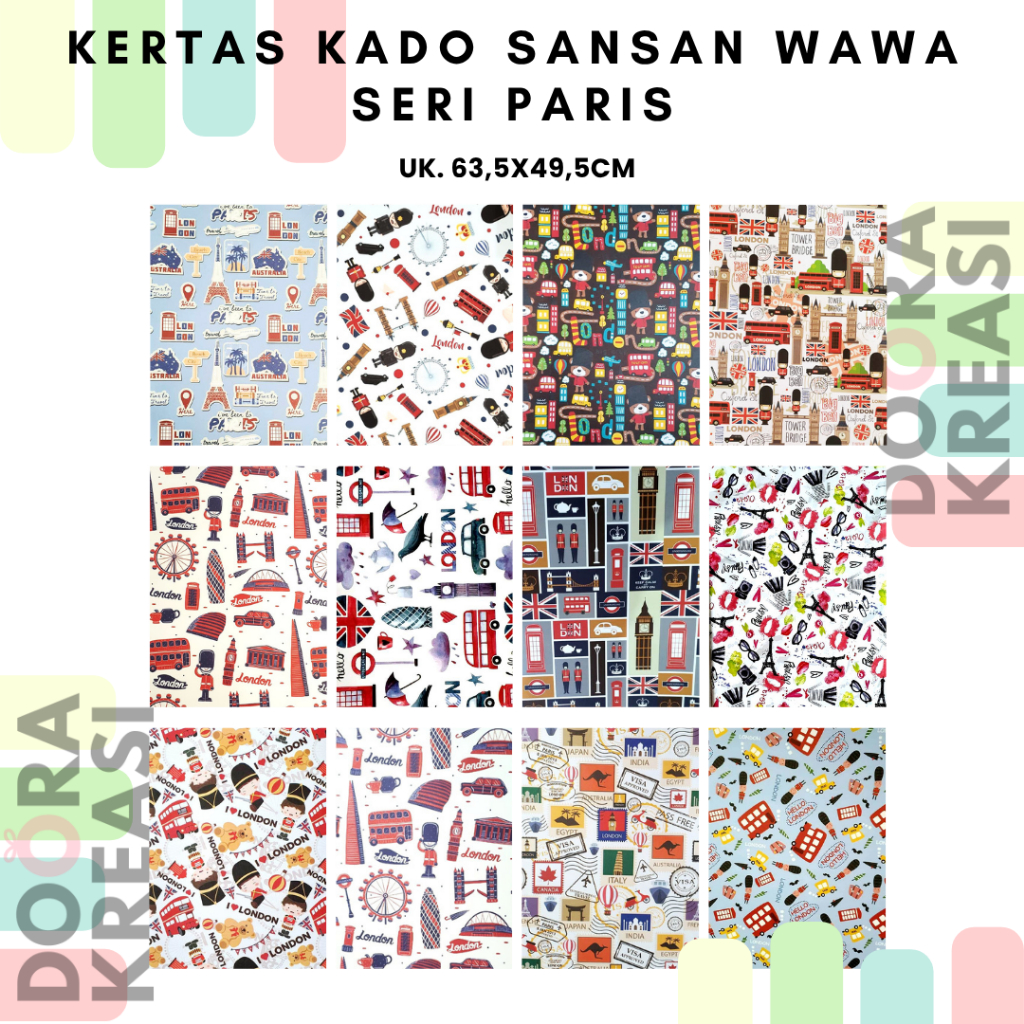 

Kertas Kado Wrapping Paper Sansan Wawa Seri Paris