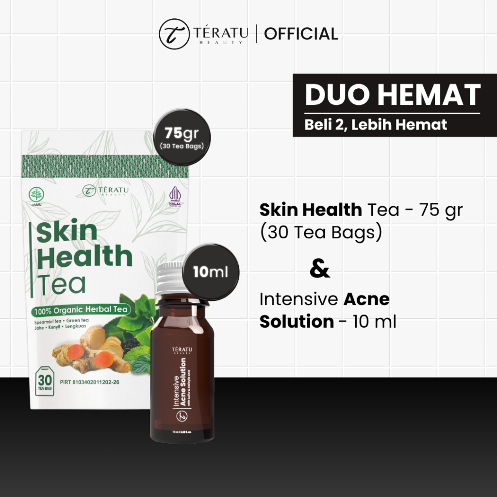 

Teratu Beauty Paket Obat Jerawat (Skin Health Tea + Intensive Acne Solution)