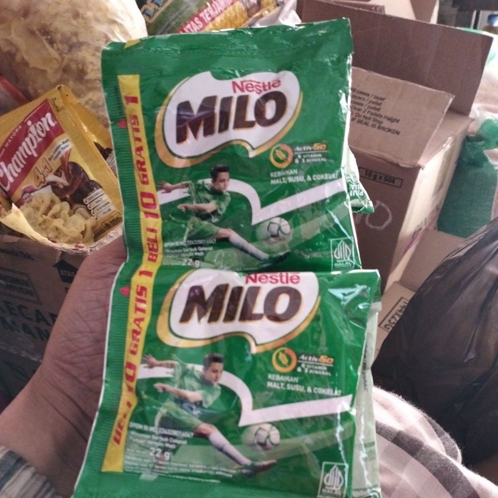 

Milo susu coklat rentengan isi 10 saset bonus 1 saset