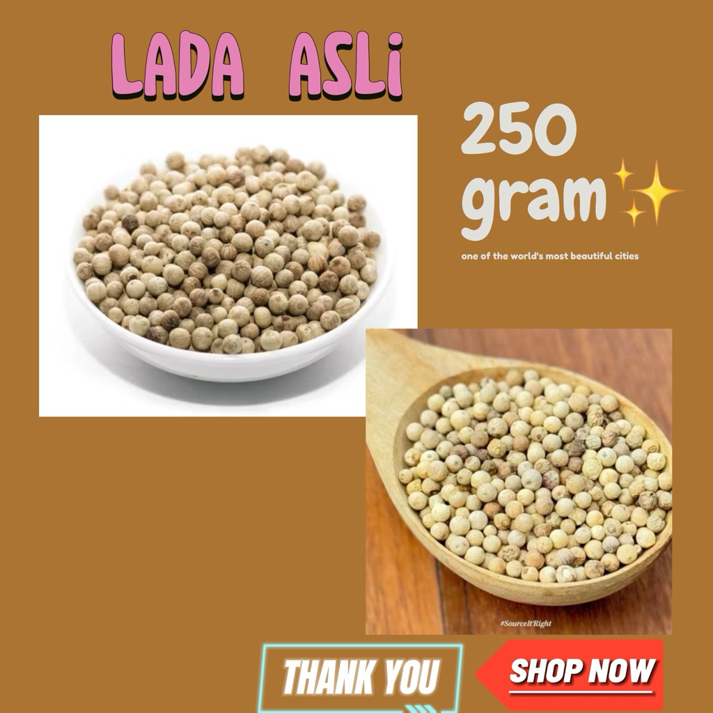 

Lada utuh / lada putih / kualitas terbaik / rempah / lada asli 250 gram