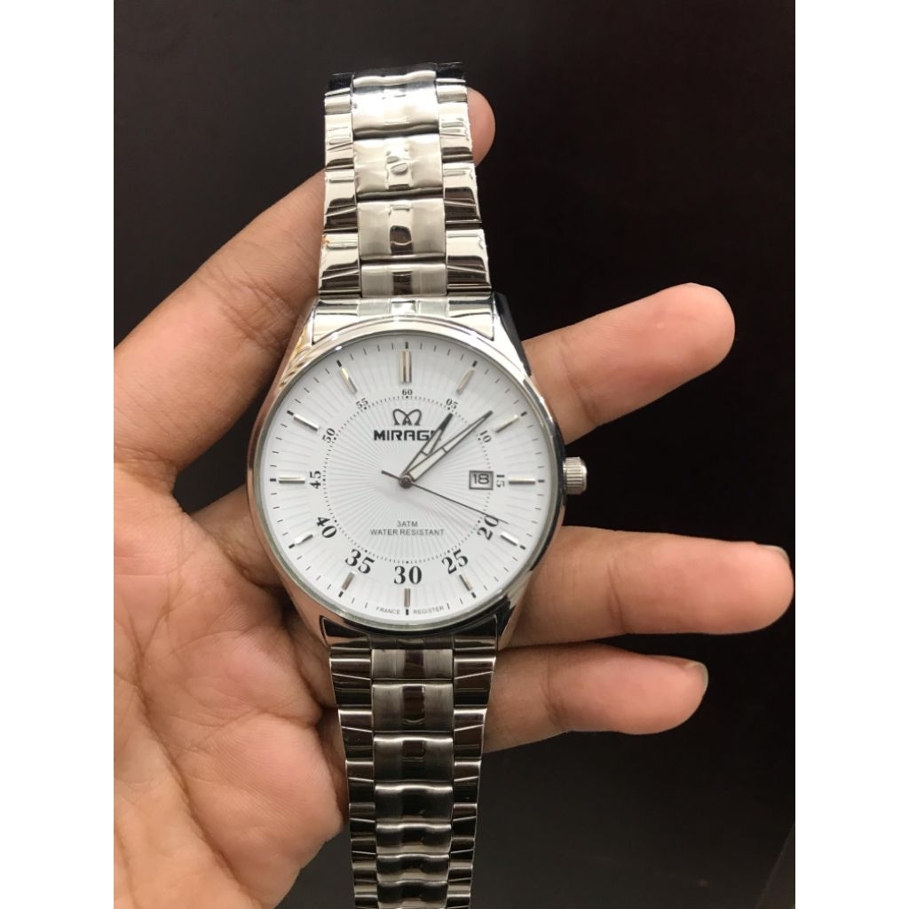 JAM TANGAN MIRAGE COWOK STAINLESS STEEL