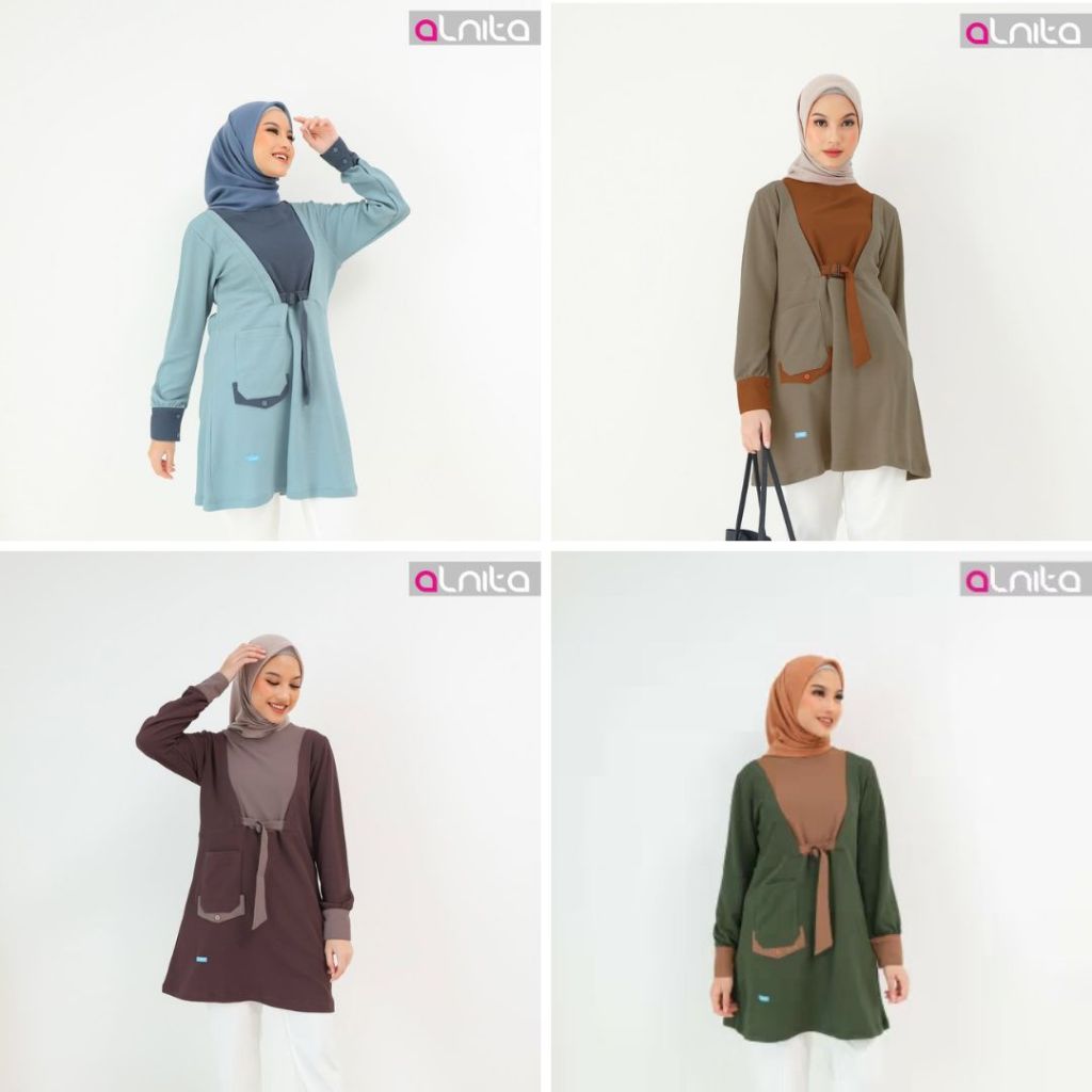 ATASAN WANITA NAOMI ORIGINAL ALNITA TUNIK BLOUSE KAOS LENGAN PANJANG BAHAN KNIT RAJUT TEBAL HALUS DE