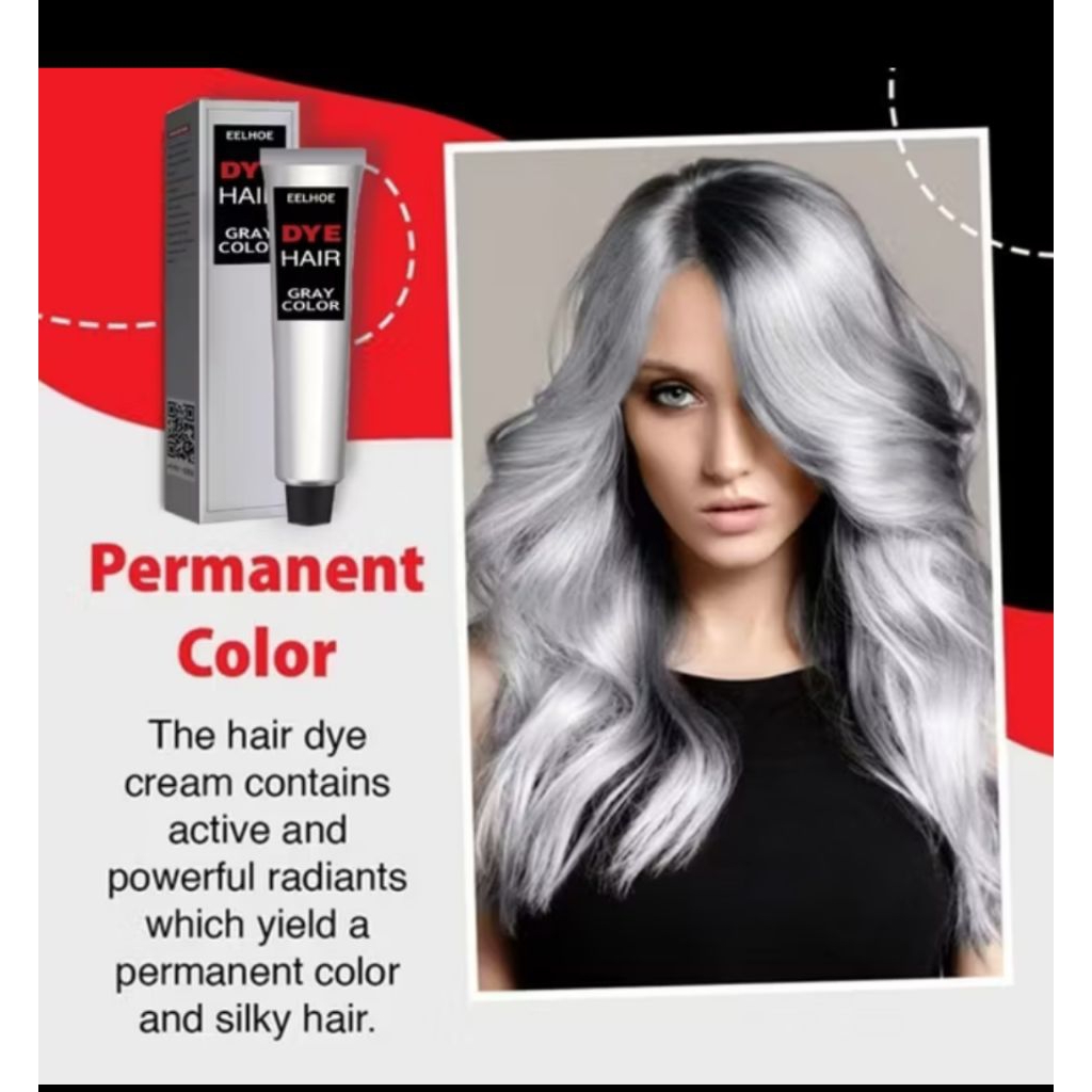 CREAM PEWARNA RAMBUT WARNA ABU-ABU MUDA PERMANEN | CAT RAMBUT ABU-ABU MUDA PERMANEN