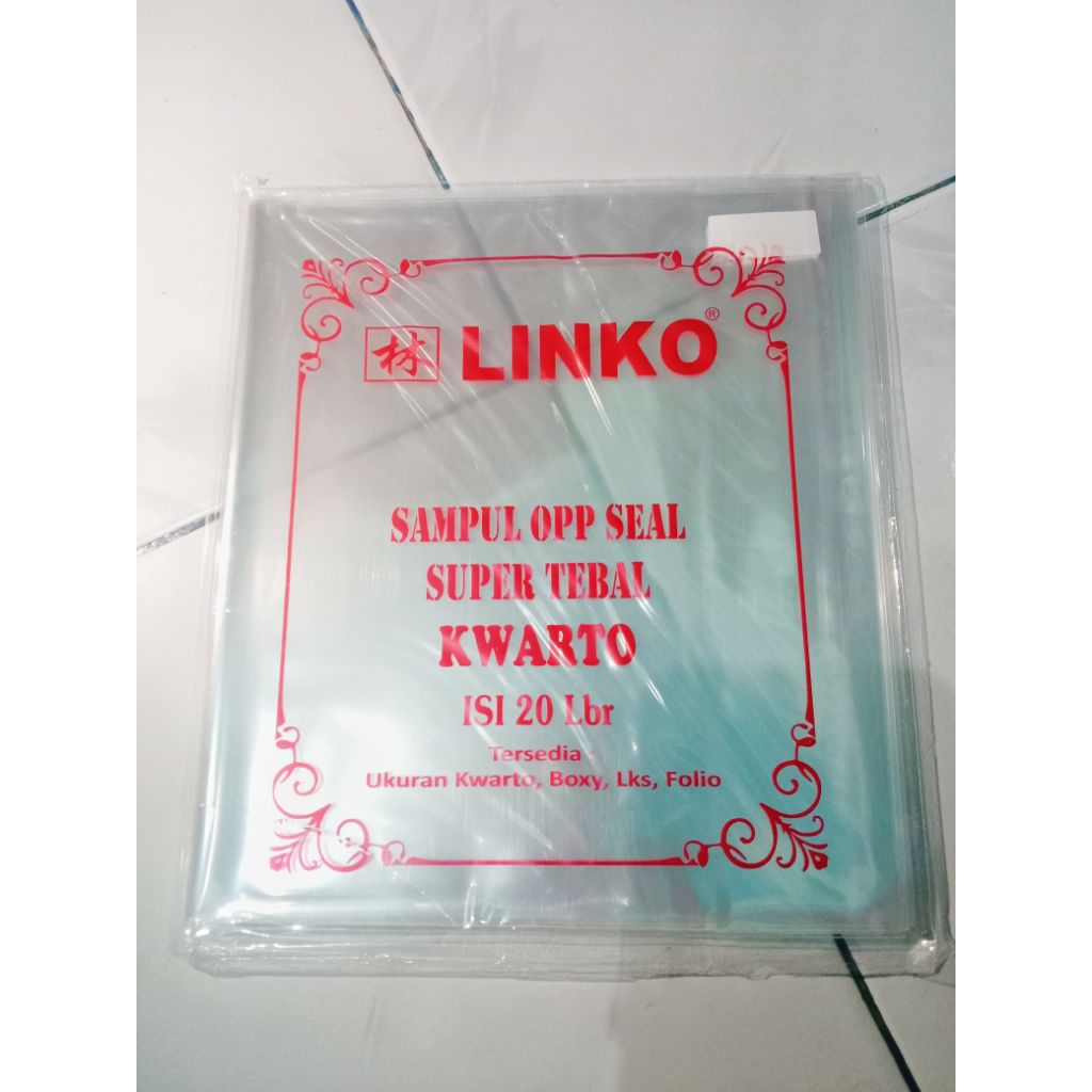 

Sampul Buku Plastik OPP Perekat (Kwarto) Linko Tebal 20 lembar / Alat Tulis Sekolah