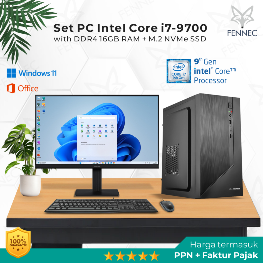 Set PC Komputer Intel Core i7-9700 Gen-9 RAM 16GB SSD Rakitan Office