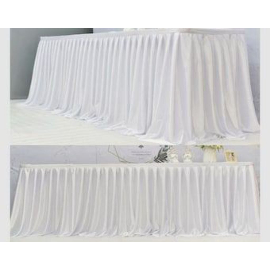 Rok meja tinggi 75 cm x panjang 484 cm / bahan kain filamin / Dekorasi meja prasmanan