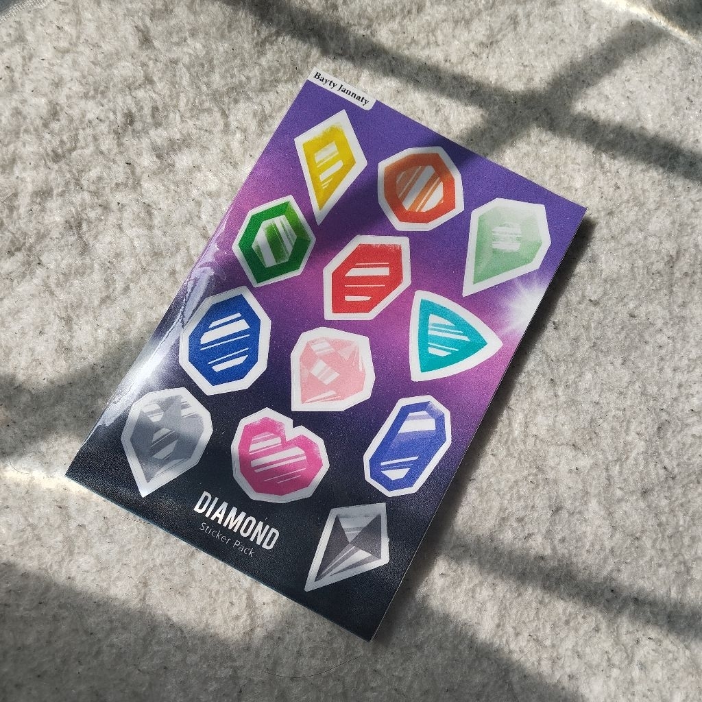 

Sticker Pack Diamonds Laminasi Doff 12 pcs 10 x 15 cm Batu Berlian Warna-Warni Laminasi Doff Sticker Lucu Gemas Cute Kawaii