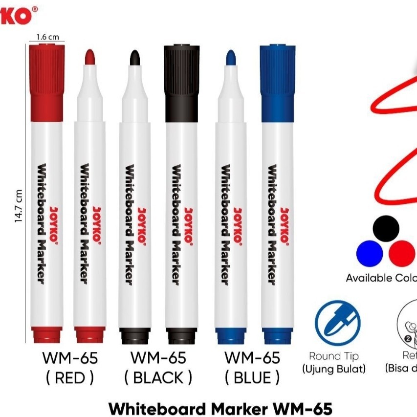 

Spidol Papan Tulis WM-65 Bisa Dihapus Whiteboard Marker Joyko