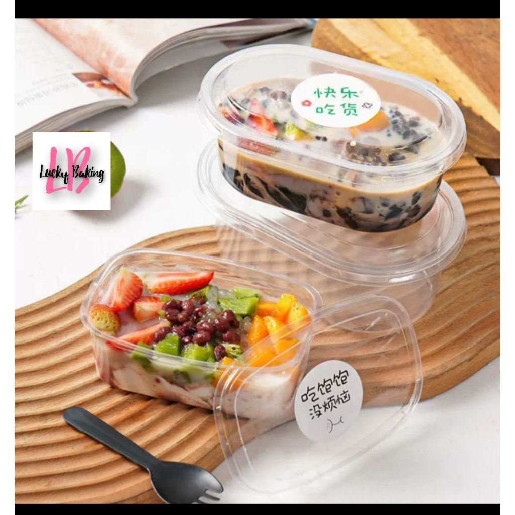 10pcs dessert box premium oval kecil oval besar box mika kotak cup kue tiramisu cake puding