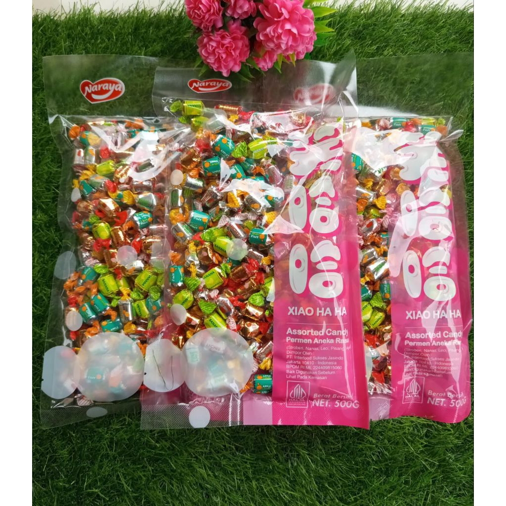 

Permen NARAYA XIAO HAHA assorted candy | Permen Aneka buah - buahan | kemasan 500 gr | Camilan manis.