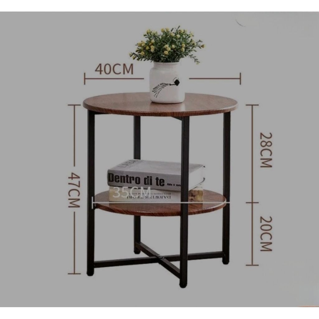 meja bulat modern kombinasi kaki kayu jati solid