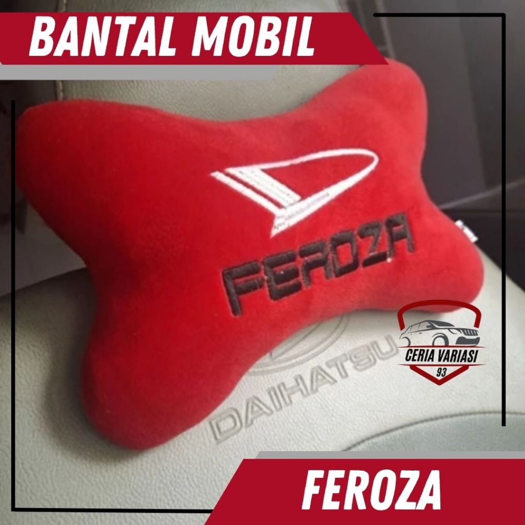 Bantal Mobil Daihatsu Feroza Sandaran Headrest Penyangga Leher Kepala Ekslusif 3D Bordir Feroza