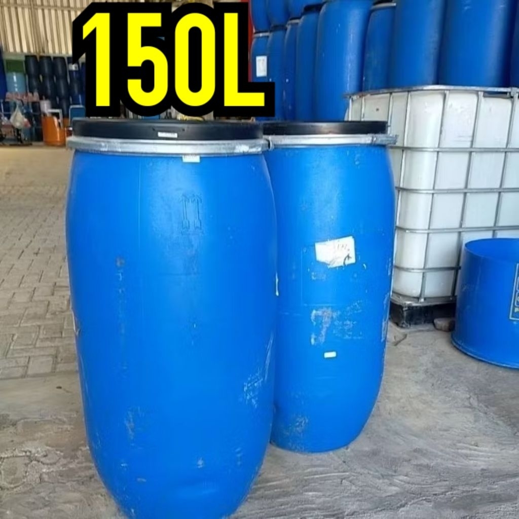 drum plastik 150liter klem dan tutup untuk silase dan fermentasi.buat tandon air