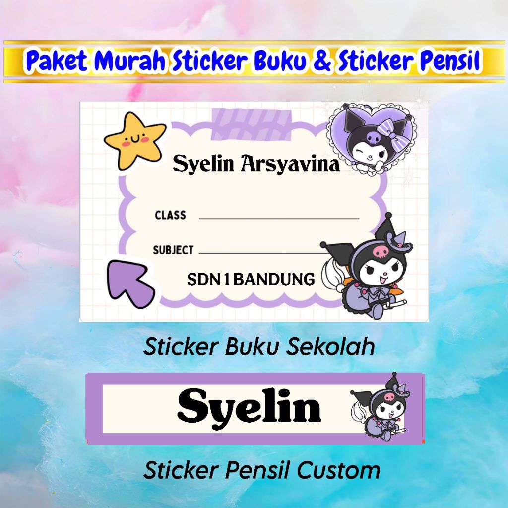 

PAKET MURAH LENGKAP STICKER BUKU + STICKER PENSIL CUSTOM MOTIF KUROMI