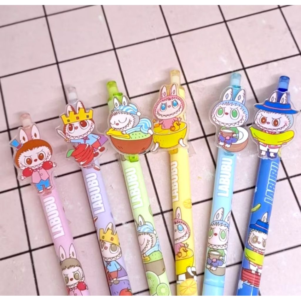 

(3pcs) bulpen cetek labubu, bolpoin tinta hitam, pulpen ready