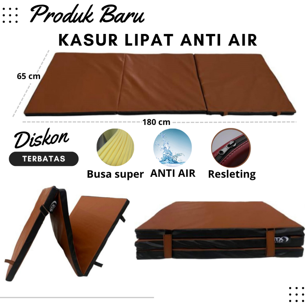 Kasur Lipat Karpet Busa 4cm Anti Air Oscar | Kasur Lesehan Lipat Waterproof Resleting – 180x65cm