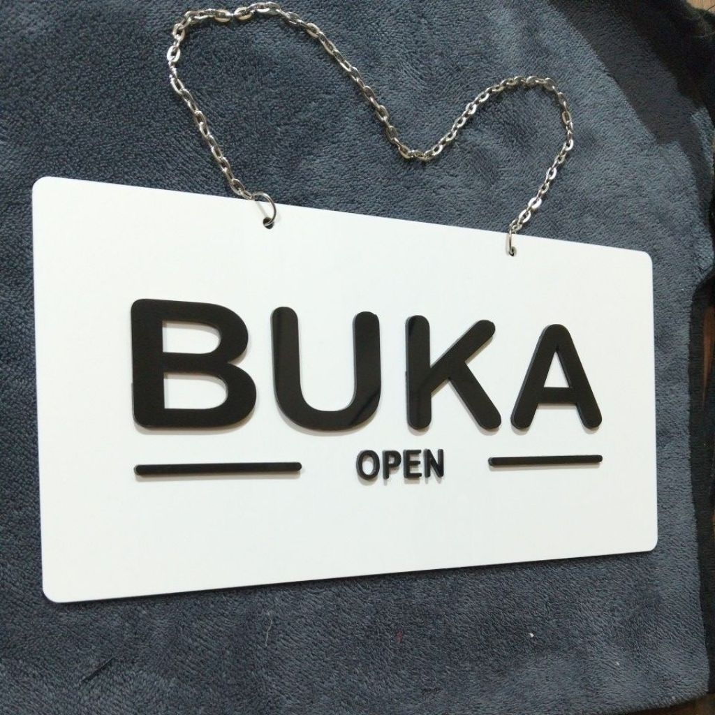 Sign In Buka Tutup Bolak Balik Akrilik Timbul