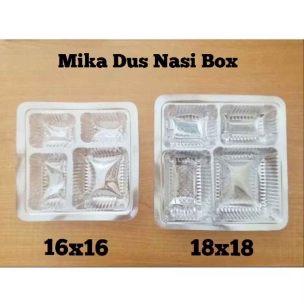 Mika Sekat 4 Nasi Kotak (Isi 50) 16x16 dan 18x18 Tebal