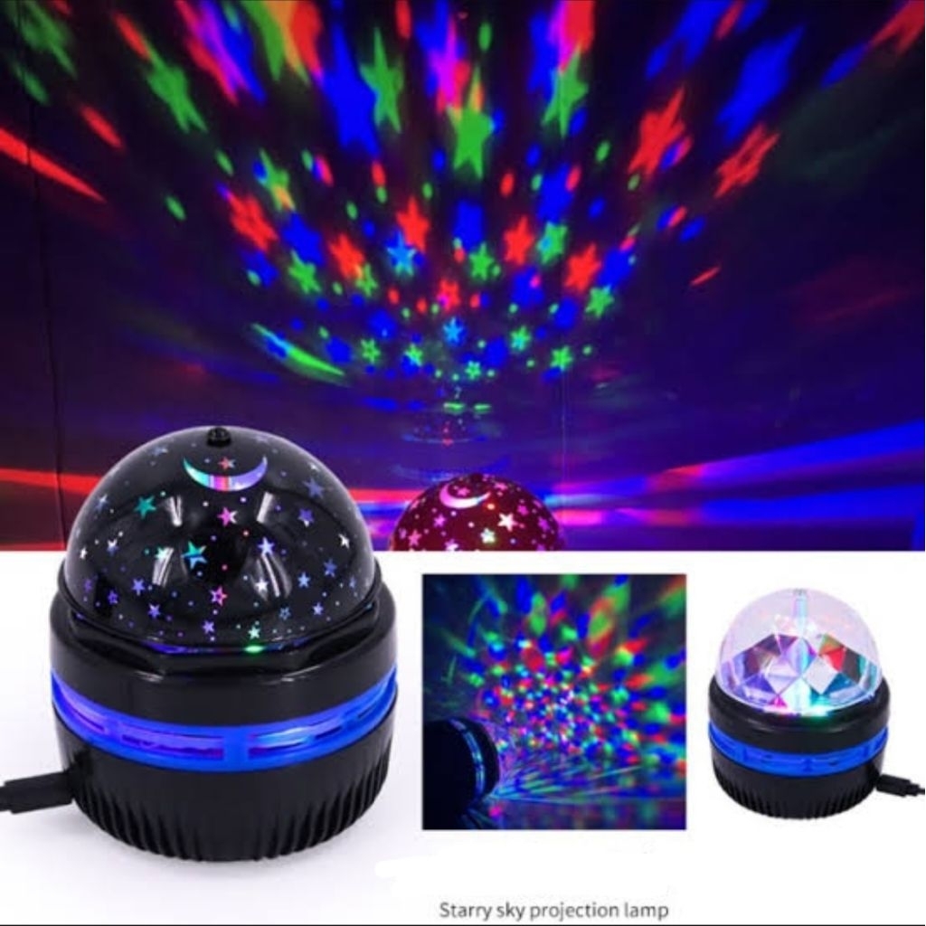 Lampu Dekorasi LED Proyektor Bulan Bintang / Lampu DISCO Putar / Lampu Kamar Tidur Hias Hiasan Warna