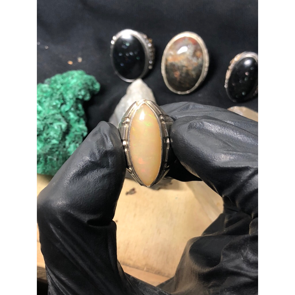 Batu Black Opal / Kalimaya Ring perak