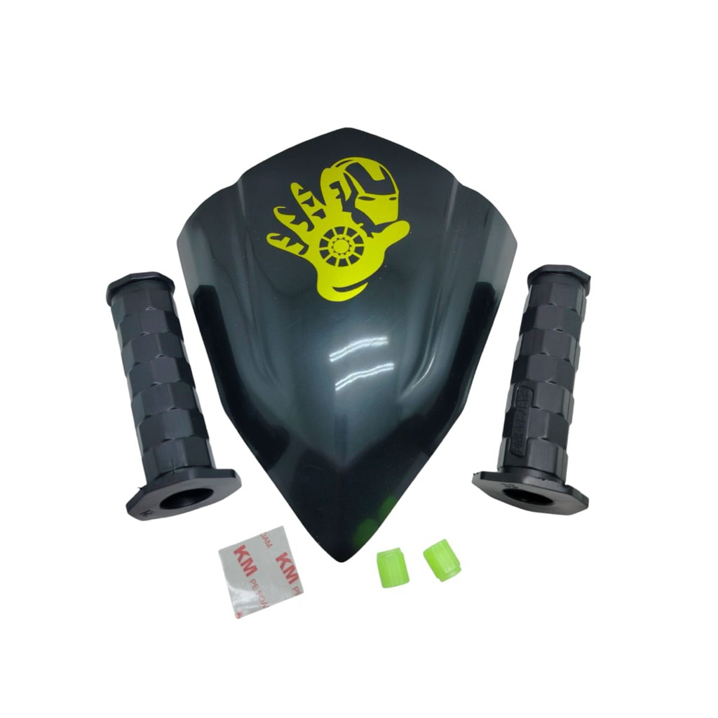 Paket visor VARIO 125 150 led 2015-2017 hitam+ hangrip octagon empuk ori free tutup pentil nyala fre