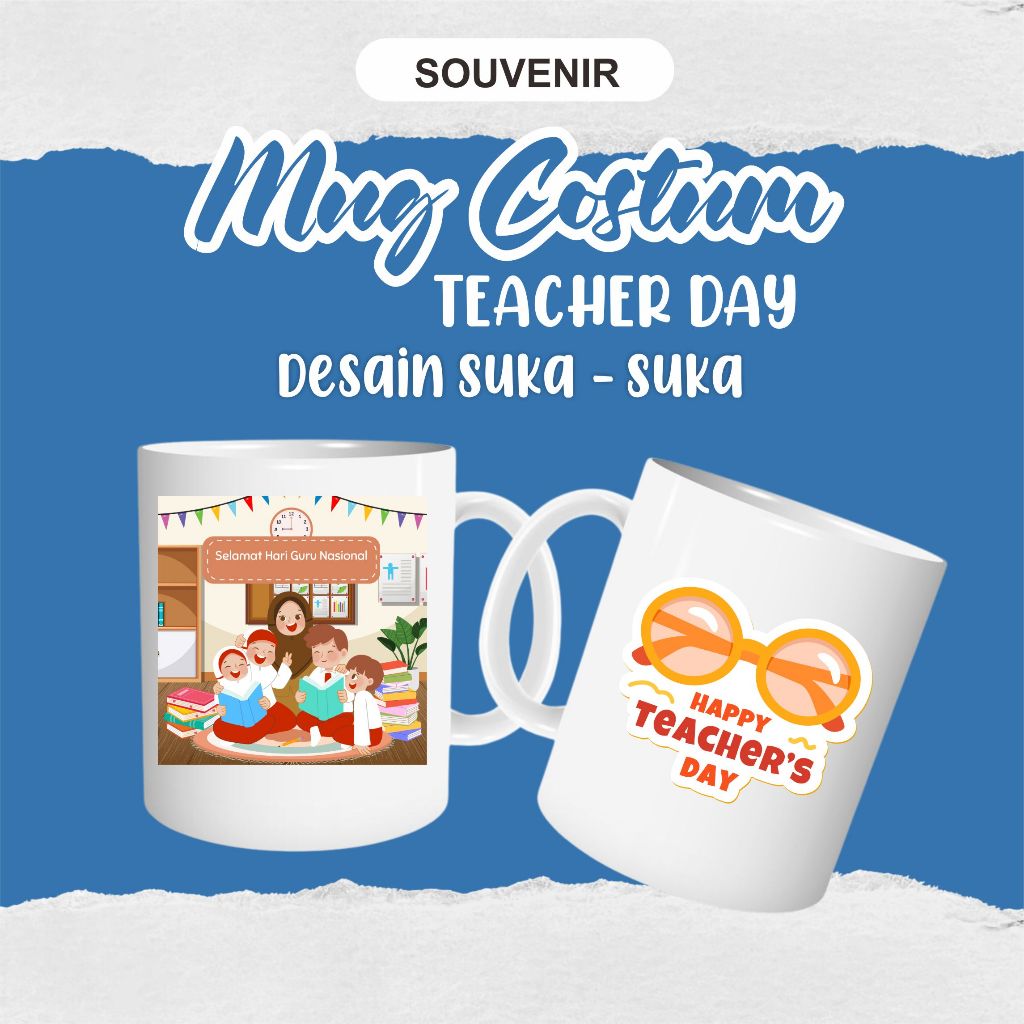 MUG TEMA GURU / SOUVENIR UNTUK GURU MUG CUSTOM TEACHER / MUG HADIAH GURU TERIMA KASIH GURUKU / GELAS