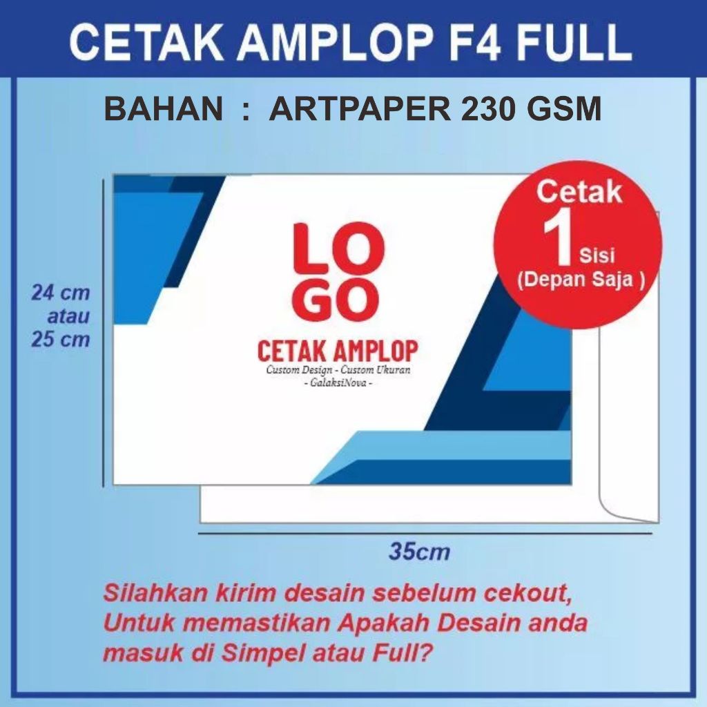 

Amplop F4 Tebal Cetak 1 Sisi Full | Amplop A4 Lebih Tebal daripada HVS | Amplop Besar Perusahaan Ukuran 24x35 cm atau 25x35 cm Bahan BC Cetak Laser