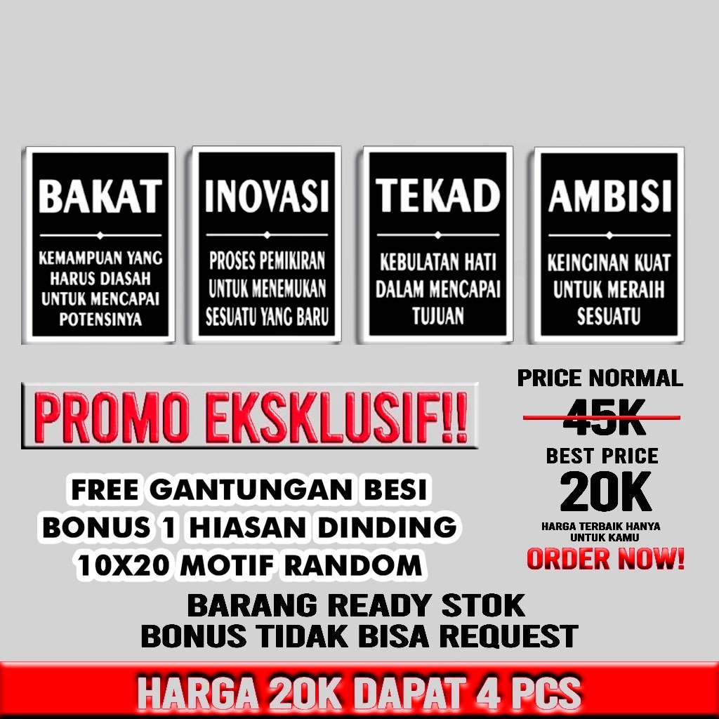 Hiasan Dinding Kata Kata Motivasi Satu Set Dekorasi Kamar Cowok - Yuhuuu.co