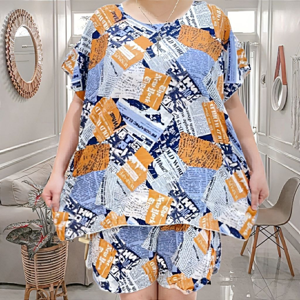 setcel jumbo wanita one set jumbo wanita setelan baju tidur wanita setelan baby doll wanita big size