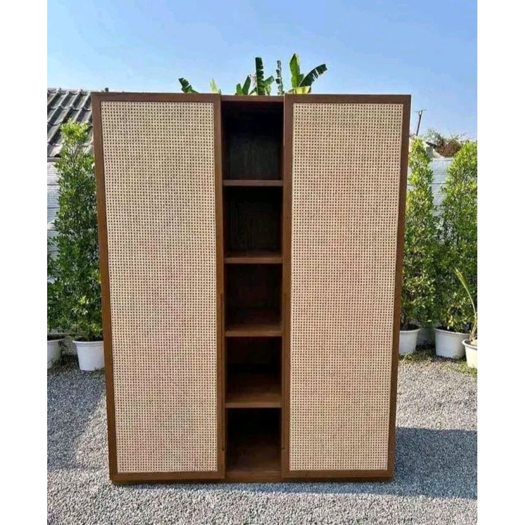 Almari 2 pintu Kayu Jati/ Lemari baju Estetik Kayu Jati Jepara/ Lemari Pakaian aesthetic
