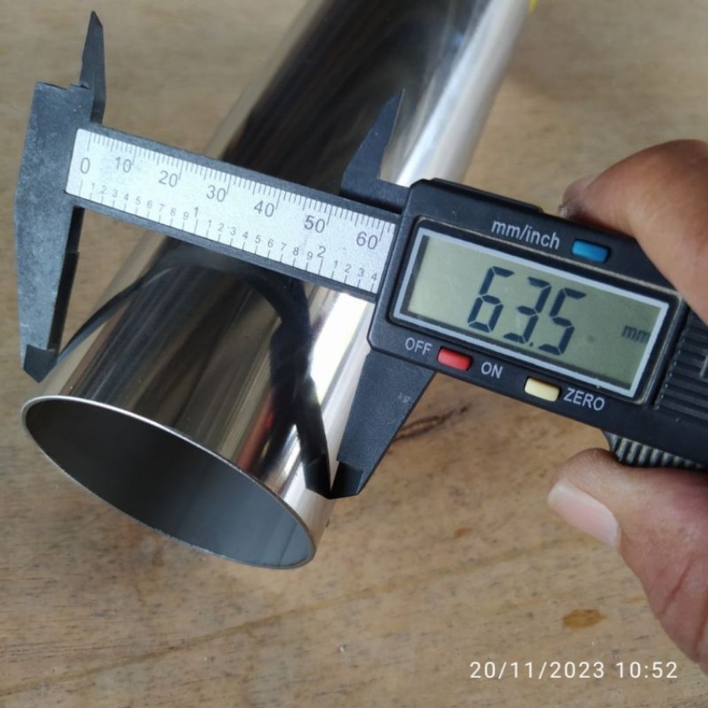 Pipa Bulat Stainless OD 63,5 mm ID 61,1 mm Tebal 1,2 mm Panjang 89 cm