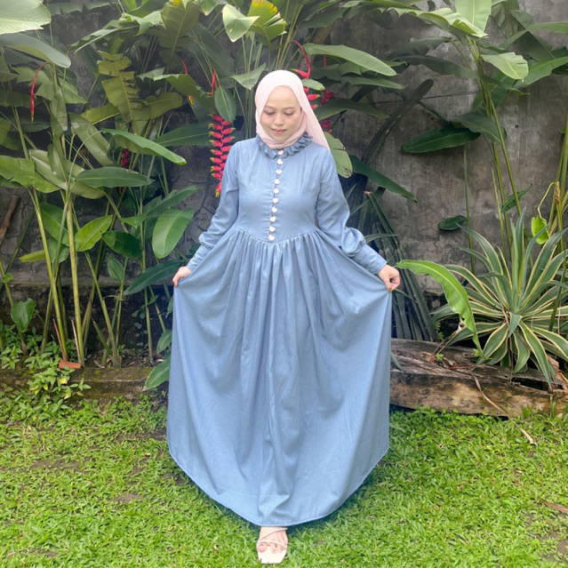 Candy Denim Dress by Naf Official | Denim Dress | Soft Denim | Soft Denim Dress | Kain Soft Denim | 