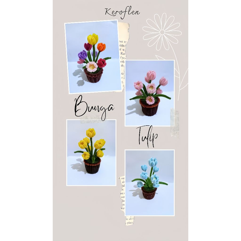 Bunga Tulip/Tulip pot mini/ hiasan meja/ hiasan sudut rumah/ souvenir/ hiasan dinding/vas bunga/ tul