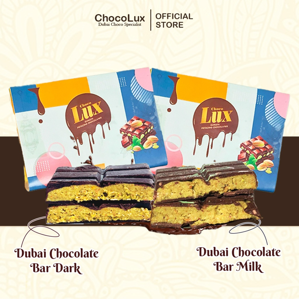 

Kombo Hemat 2 Dubai Chocolate Pistachio Kunafa Original Kataifi Asli - Dark & Milk Chocolate