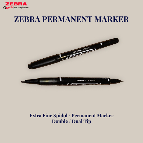

ZEBRA Hi-Mckie Extra Fine Permanent Marker 2 Dual Tip 2 Sisi Bullet 1.0-1.3mm & Needle 0.5mm