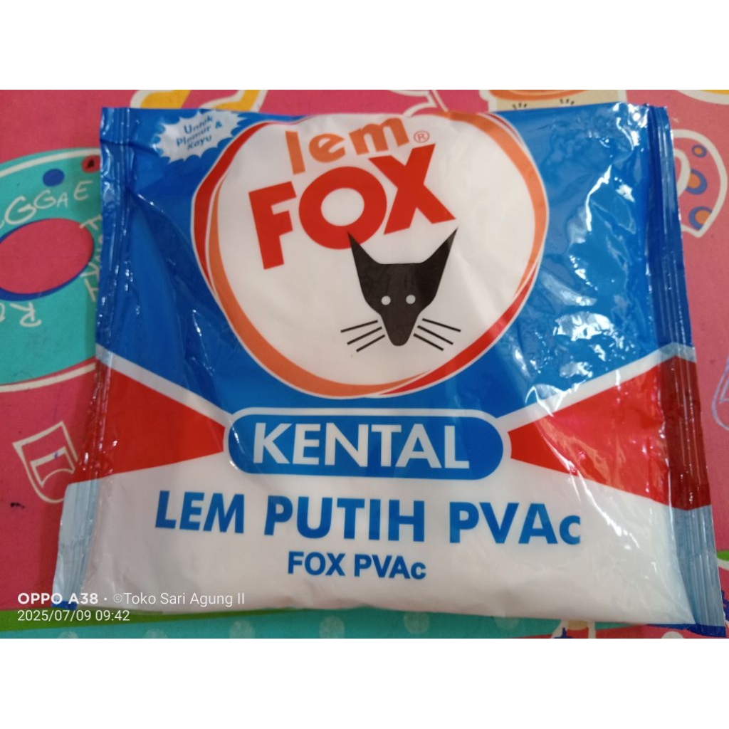LEM BANTALAN FOX PUTIH PVAC 600Grm (fox kemasan biru) / LEM KAYU / LEM PLAMIR TEMBOK