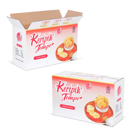 

(5pcs) Box Keripik Tempe Sagu Kardus Kemasan Makanan 32x12x20cm Motif Tempe Merah