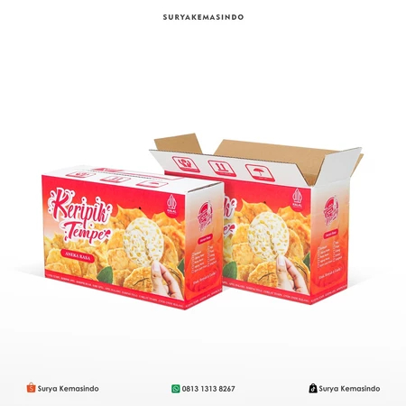 

(5pcs) Box Keripik Tempe Sagu Kardus Kemasan Makanan 32x12x20cm Motif Merah Umum