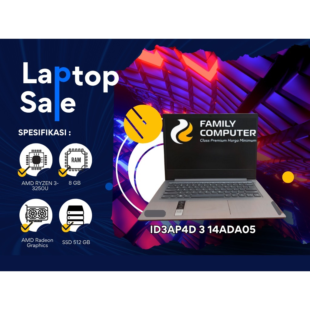 LENOVO IDEAPAD 3 14ADA05 AMD RYZEN 3-3250U|RAM 8GB|SSD 512GB