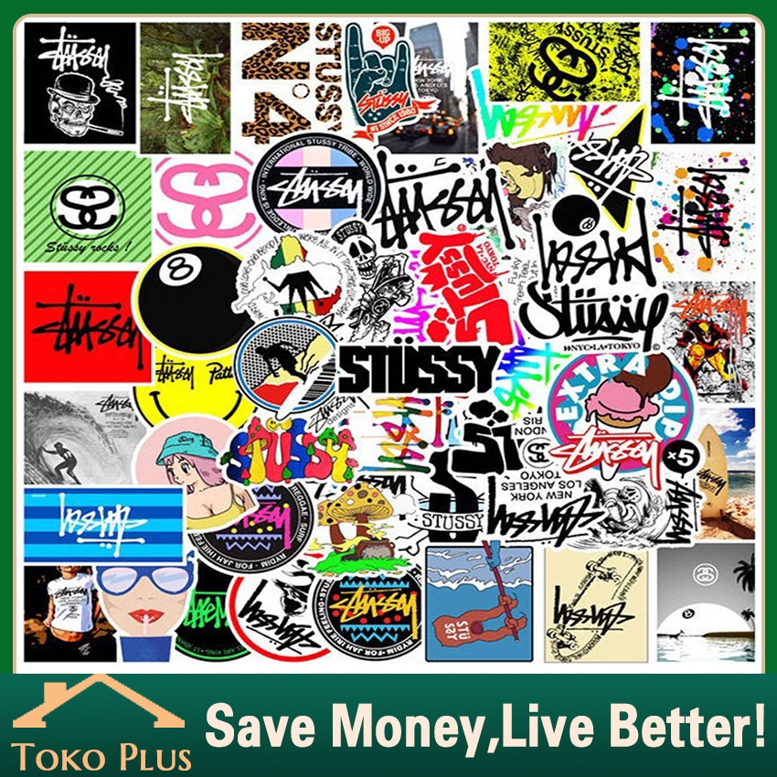 

50Pcs Stiker Stussy Cocok Untuk Laptop Helm Tumblr Buku Journal Koper Casing HP Laptop Botol Minum / Stiker Lucu Anti Air