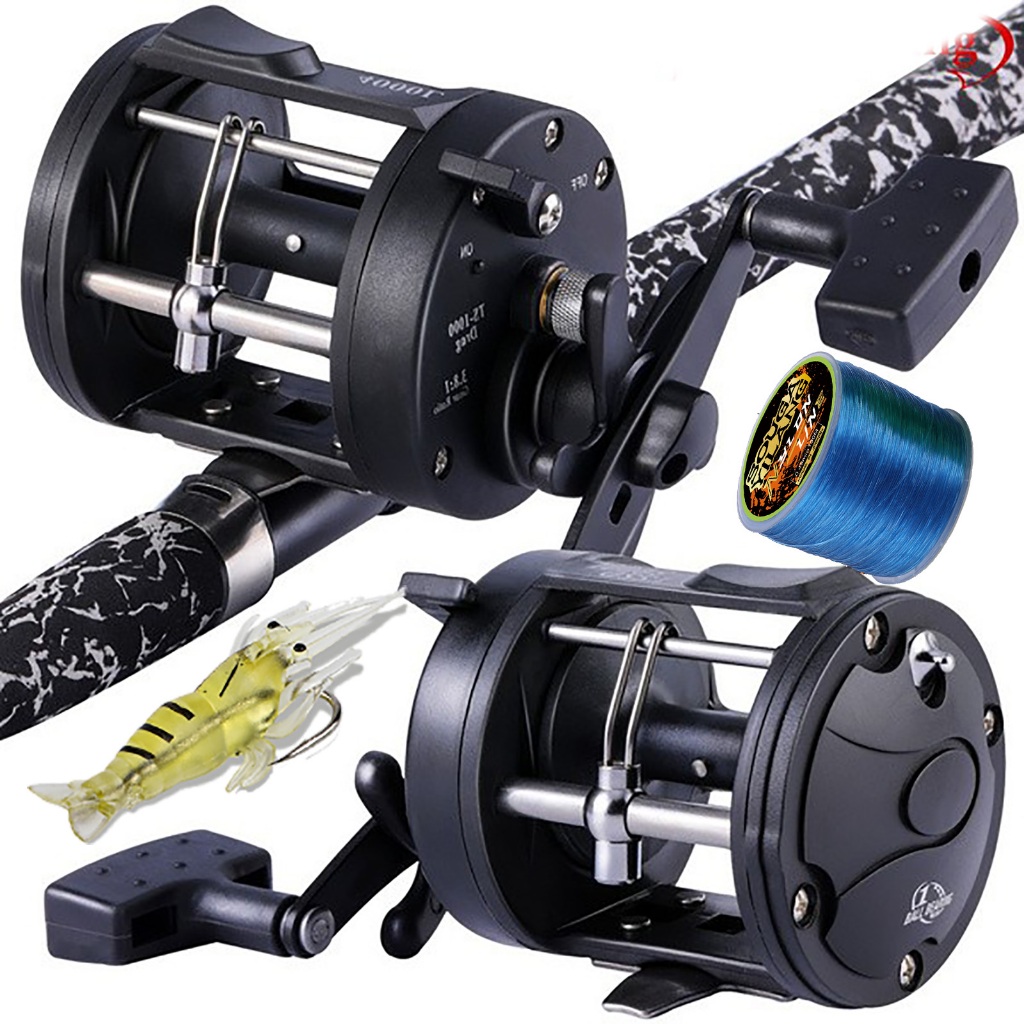 Sougayilang Trolling Fishing Reel Right/Left Hand Black Drum Type Fishing Reel Wheel Casting Fishing