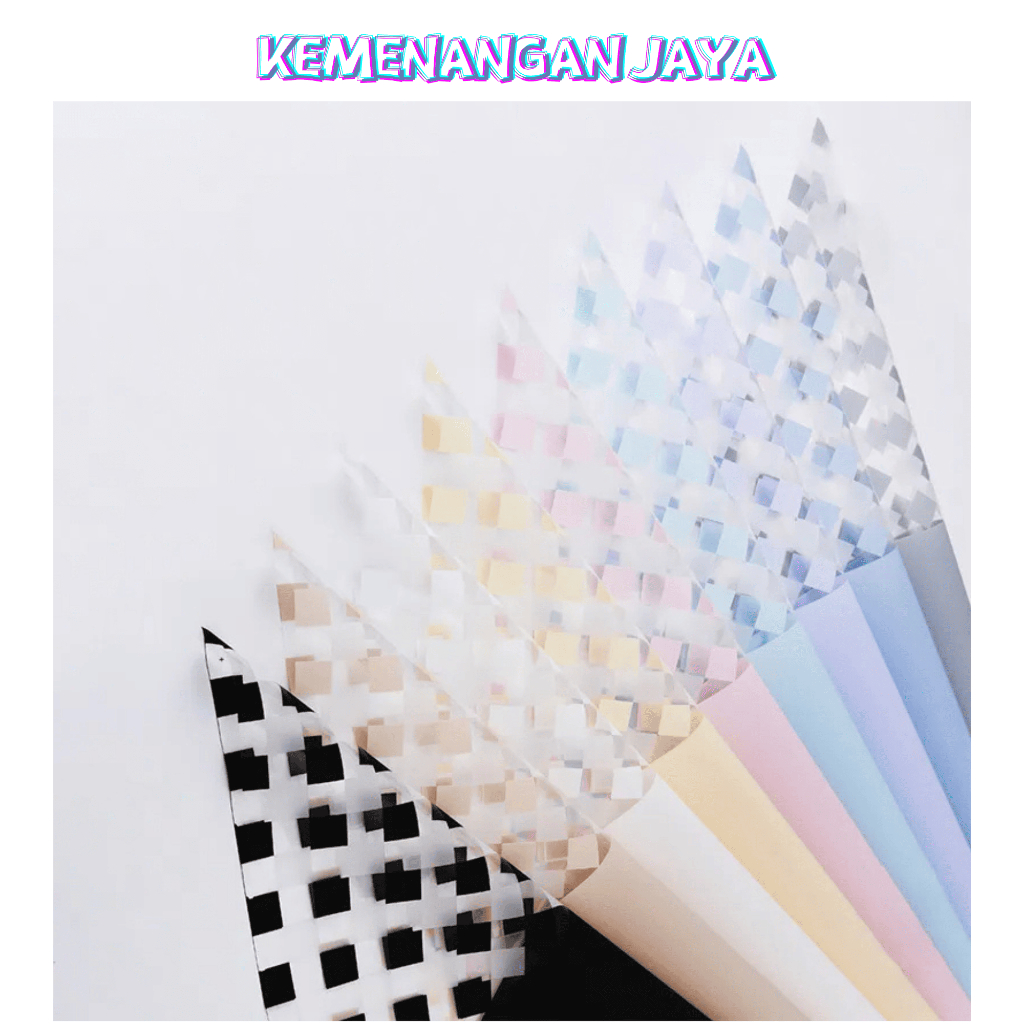 

Isi 20 LEMBAR Flower Wrapping Paper Rubik's Cube Kertas Buket Bunga Kotak Kotak Transparan Cellophane KB078