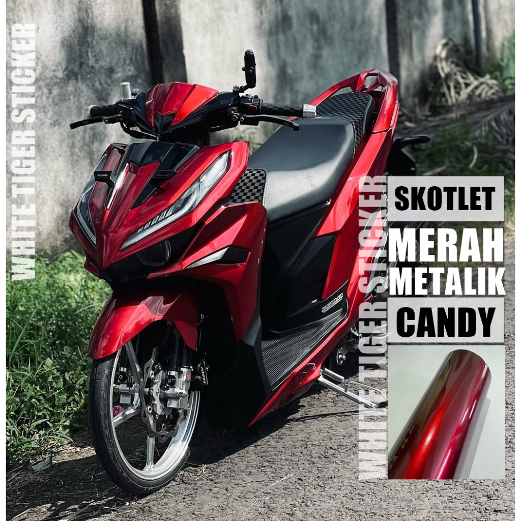 SKOTLET STIKER MOTOR MERAH CANDY SCOTLITE RED CANDY SKOTLET MERAH MARUN CANDY SKOTLET MERAH MAROON