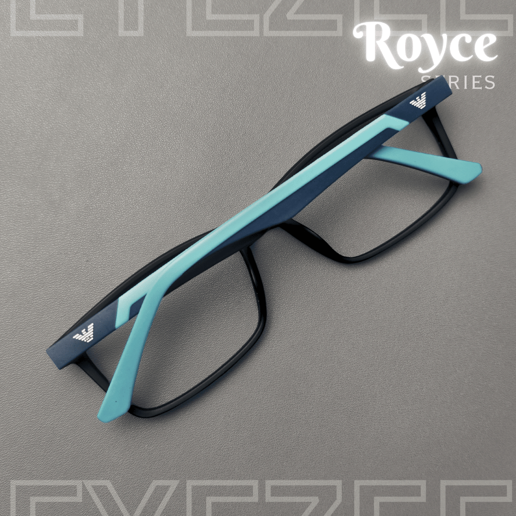 Kacamata Kotak Kokoh Nosepadless TR-90 Engsel Pegas Plastik Muka Kecil Standar Pria EYEZEE - ROYCE