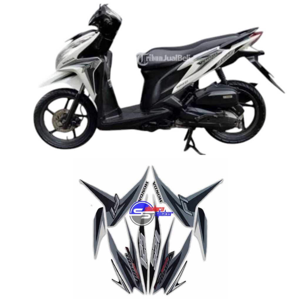Striping motor vario 125 old 2013 putih abu stiker lis body standar