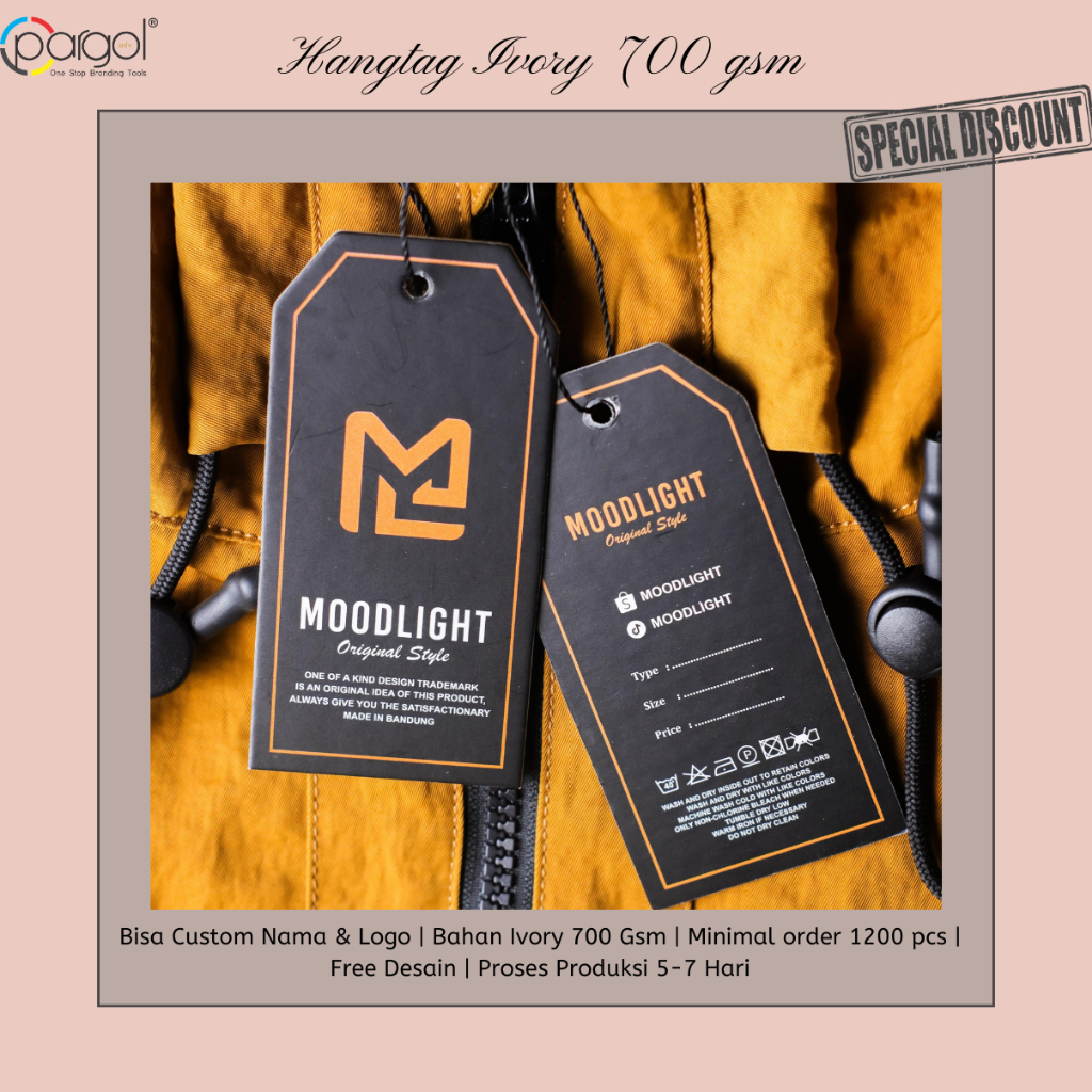 

Hangtag Custom Logo/Nama - Desain Gratis - Label Baju Ivory 700 gsm Premium - PargolLabel